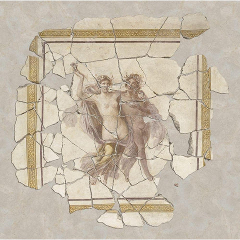 Fresco Fragment Black Modern Wood Framed Art Print with Double Matting by Unknown 1st Century Roman Artisan