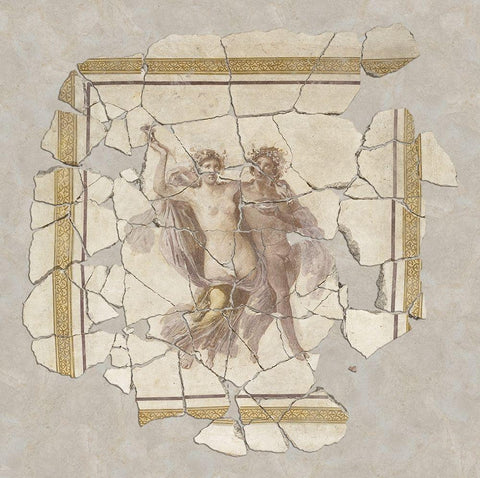Fresco Fragment Black Ornate Wood Framed Art Print with Double Matting by Unknown 1st Century Roman Artisan