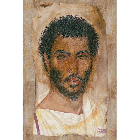 Mummy Portrait of a Bearded Man White Modern Wood Framed Art Print by Unknown 2nd Century Romano-Egyptian Artisan