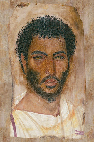 Mummy Portrait of a Bearded Man White Modern Wood Framed Art Print with Double Matting by Unknown 2nd Century Romano-Egyptian Artisan