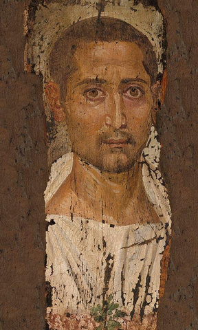 Mummy Portrait of a Bearded Man White Modern Wood Framed Art Print with Double Matting by Unknown 3rd Century Romano-Egyptian Artisan