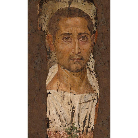 Mummy Portrait of a Bearded Man Black Modern Wood Framed Art Print with Double Matting by Unknown 3rd Century Romano-Egyptian Artisan