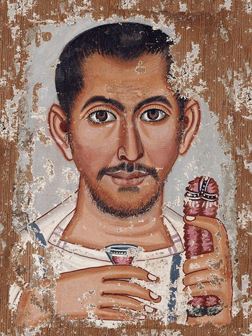 Mummy Portrait of a Bearded Man White Modern Wood Framed Art Print with Double Matting by The Brooklyn Painter