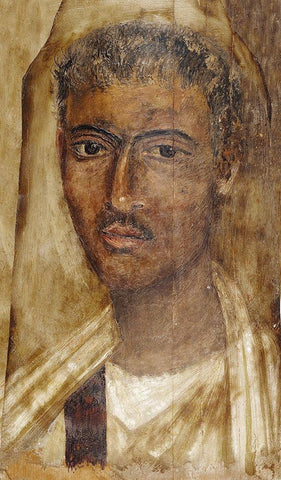 Mummy Portrait of a Man White Modern Wood Framed Art Print with Double Matting by Unknown 2nd Century Romano-Egyptian Artisan