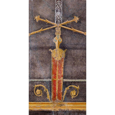 Wall Fragment with Architectural Motifs on Black Ground Black Modern Wood Framed Art Print by Unknown 1st Century Roman Artisan