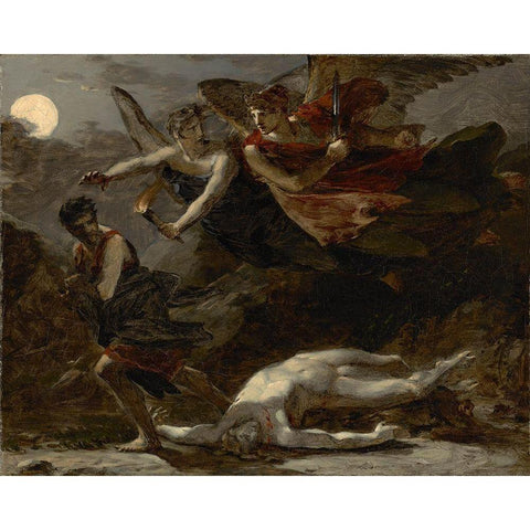 Justice and Divine Vengeance Pursuing Crime Black Modern Wood Framed Art Print by Prudhon, Pierre-Paul