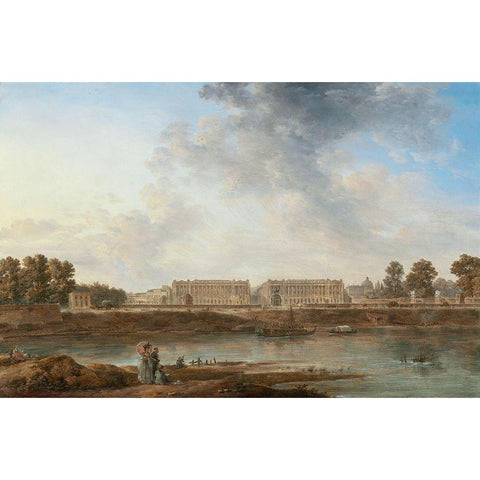 A View of Place Louis XV Gold Ornate Wood Framed Art Print with Double Matting by Noel, Alexandre-Jean