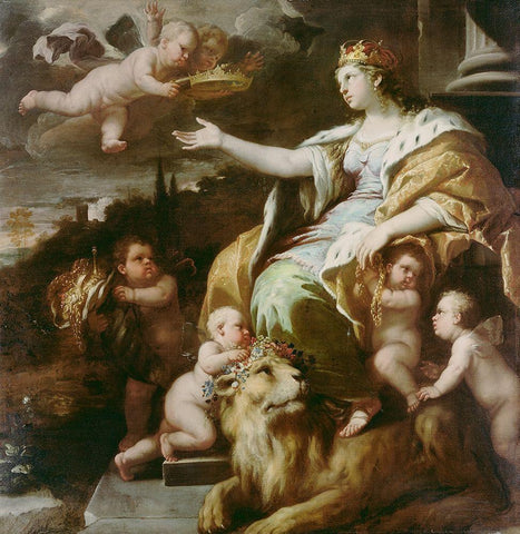 Allegory of Magnanimity White Modern Wood Framed Art Print with Double Matting by Giordano, Luca