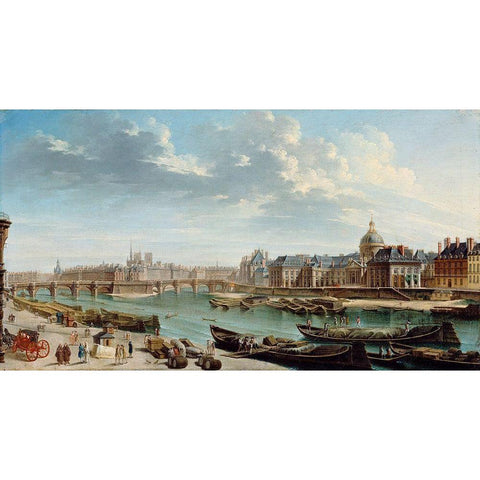 A View of Paris with the Ile de la Cite White Modern Wood Framed Art Print by Raguenet, Jean-Baptiste