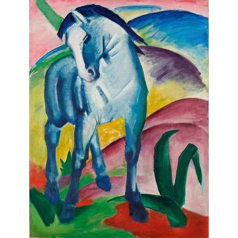 Blue Horse I, 1911 Black Modern Wood Framed Art Print with Double Matting by Marc, Franz