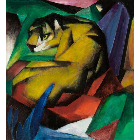 The Tiger, 1912 White Modern Wood Framed Art Print by Marc, Franz