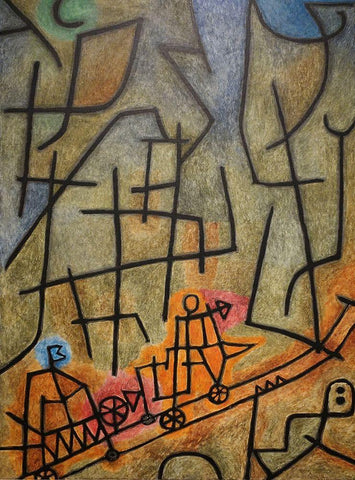 Conquest of the Mountain, 1939 Black Ornate Wood Framed Art Print with Double Matting by Klee, Paul