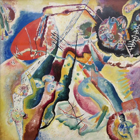 Painting with a Red Spot (Bild mit rotem Fleck), 1914 Black Modern Wood Framed Art Print with Double Matting by Kandinsky, Wassily