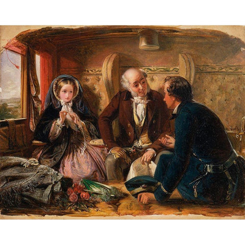 First Class - The Meeting, 1855 Gold Ornate Wood Framed Art Print with Double Matting by Solomom, Abraham