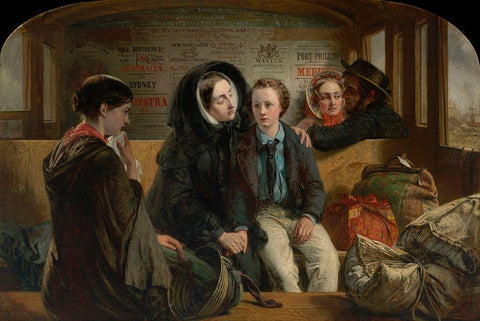 Second Class - The Parting, 1854 Black Ornate Wood Framed Art Print with Double Matting by Solomom, Abraham