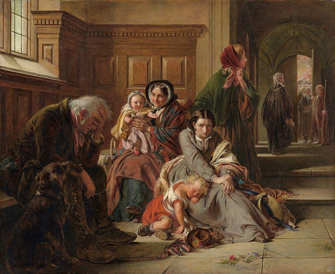 Waiting for the Verdict White Modern Wood Framed Art Print with Double Matting by Abraham, Solomon,