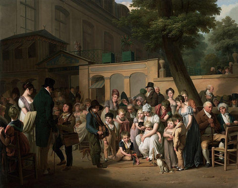 Entrance to the Jardin Turc Black Ornate Wood Framed Art Print with Double Matting by Boilly, Louis Leopold