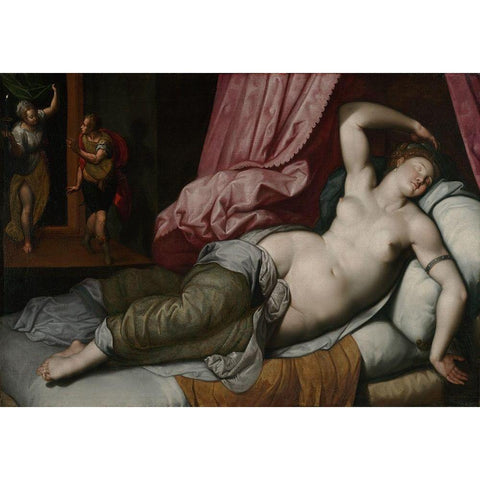 Paris Being Admitted to the Bedchamber of Helen White Modern Wood Framed Art Print by de Backer, Jacob