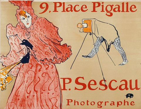 Sescau Photographe Black Ornate Wood Framed Art Print with Double Matting by de Toulouse-Lautrec, Henri
