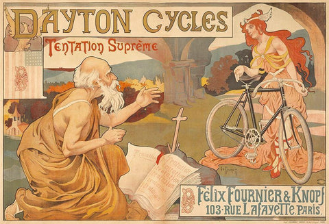 Dayton Cycles White Modern Wood Framed Art Print with Double Matting by Thiriet, Henry