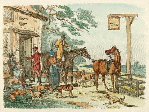 Hunters Before Hunting, 1817 White Modern Wood Framed Art Print with Double Matting by Alken, Henry Thomas