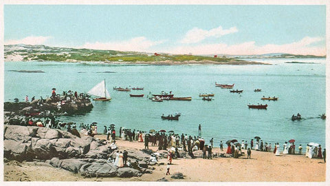 Water Sports At Annisquam, Glouchester, Mass., 1898 Black Ornate Wood Framed Art Print with Double Matting by Detroit Publishing Co.