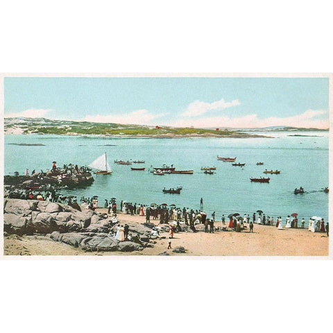 Water Sports At Annisquam, Glouchester, Mass., 1898 Black Modern Wood Framed Art Print by Detroit Publishing Co.