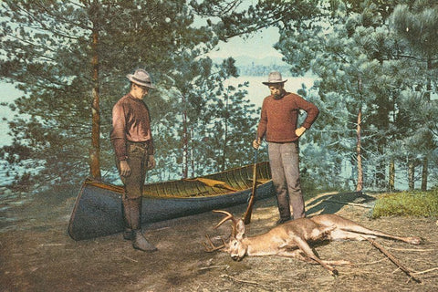 Hunting, Adirondacks, N.Y., 1898 Black Ornate Wood Framed Art Print with Double Matting by Detroit Publishing Co.