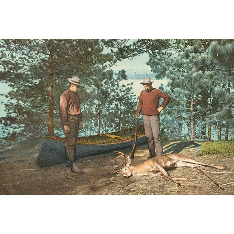 Hunting, Adirondacks, N.Y., 1898 Black Modern Wood Framed Art Print with Double Matting by Detroit Publishing Co.