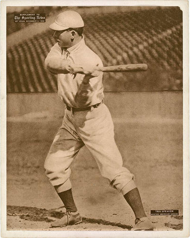 Tris Speaker, Boston American League, 1880 White Modern Wood Framed Art Print with Double Matting by Leopold Morse Goulston Baseball Collection