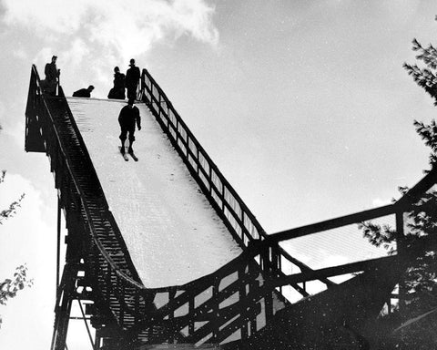 Ski Jump. Hanover, New Hampshire, 1936 White Modern Wood Framed Art Print with Double Matting by Rothstein, Arthur