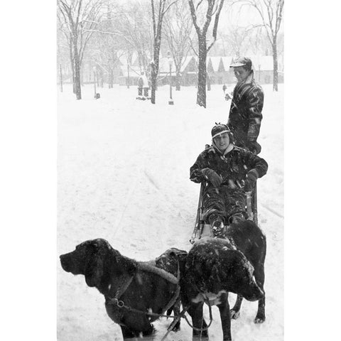 Snow Carnival, New Hampshire, Lancaster, 1936 White Modern Wood Framed Art Print by Rothstein, Arthur