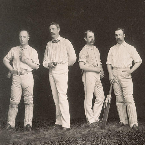 Cricket Players, Unidentified Group Of Four Black Ornate Wood Framed Art Print with Double Matting by A.G. Spalding Baseball Collection