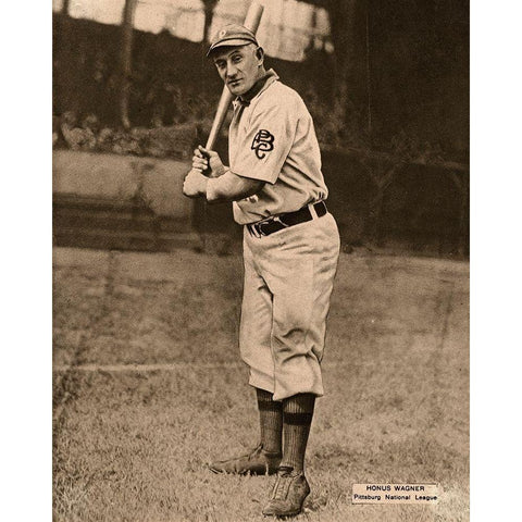 Honus Wagner, Pittsburg National League, 1880 Black Modern Wood Framed Art Print with Double Matting by Leopold Morse Goulston Baseball Collection