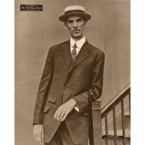 Connie Mack, Manager, Philadelphia American League, 1880 Black Modern Wood Framed Art Print with Double Matting by Leopold Morse Goulston Baseball Collection