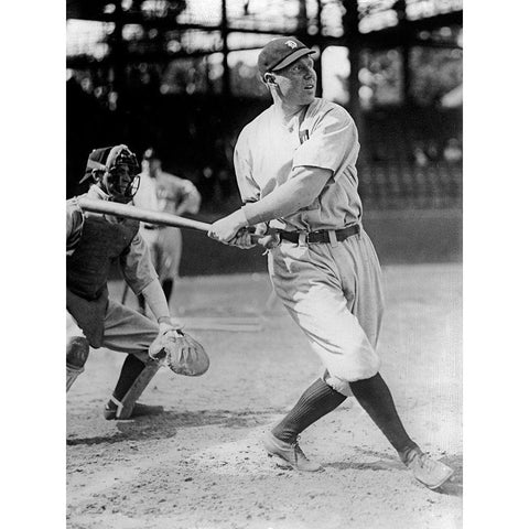 Baseball Game in Progress, 1910s Gold Ornate Wood Framed Art Print with Double Matting by Harris and Ewing Collection (Library of Congress)