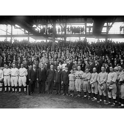 Washington Baseball - Teams and Spectators, 1924 Black Modern Wood Framed Art Print with Double Matting by Harris and Ewing Collection (Library of Congress)