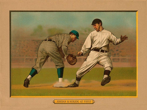 Jordan and Herzog at First Black Ornate Wood Framed Art Print with Double Matting by American Tobacco Company