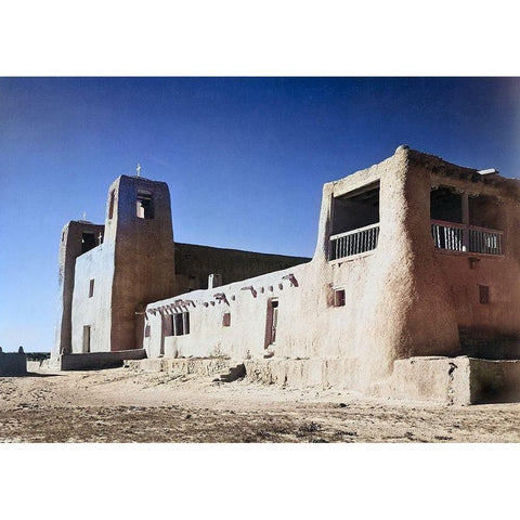 Church-Acoma Pueblo-New Mexico Color Gold Ornate Wood Framed Art Print with Double Matting by Adams, Ansel