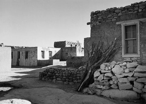 Street and Houses - Acoma Pueblo, New Mexico - National Parks and Monuments, ca. 1933-1942 White Modern Wood Framed Art Print with Double Matting by Adams, Ansel