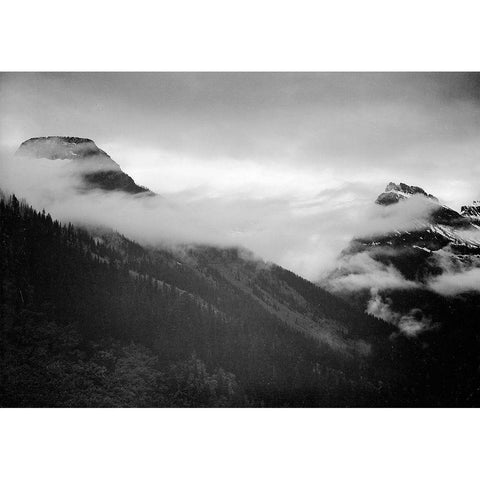 Veiled Mountains, Glacier National Park, Montana - National Parks and Monuments, 1941 Black Modern Wood Framed Art Print with Double Matting by Adams, Ansel