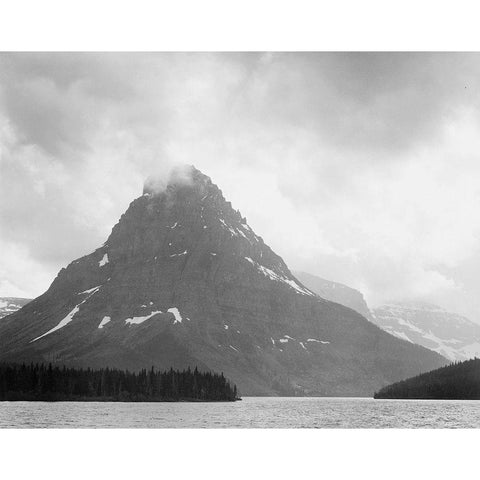 Two Medicine Lake, Glacier National Park, Montana - National Parks and Monuments, 1941 Black Modern Wood Framed Art Print with Double Matting by Adams, Ansel