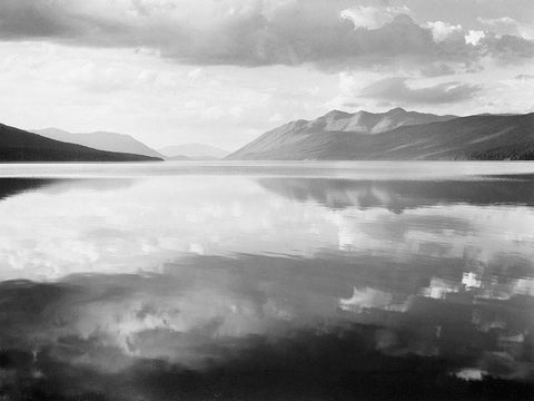 McDonald Lake, Glacier National Park, Montana - National Parks and Monuments, 1941 White Modern Wood Framed Art Print with Double Matting by Adams, Ansel