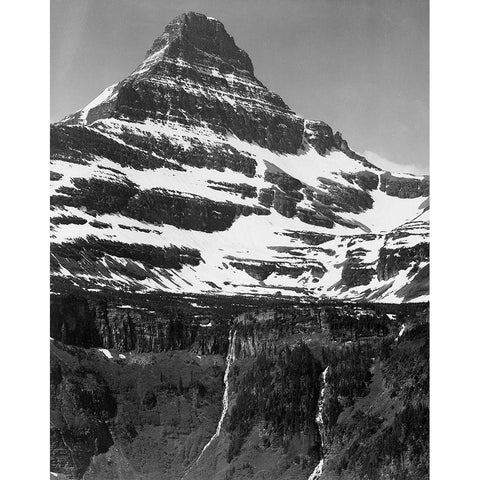 Snow Covered Mountain Glacier National Park, Montana - National Parks and Monuments, 1941 Black Modern Wood Framed Art Print with Double Matting by Adams, Ansel