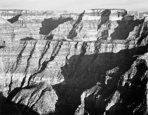 Grand Canyon from North Rim - National Parks and Monuments, 1940 White Modern Wood Framed Art Print with Double Matting by Adams, Ansel