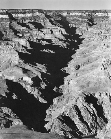 Grand Canyon from South Rim - National Parks and Monuments, 1940 White Modern Wood Framed Art Print with Double Matting by Adams, Ansel