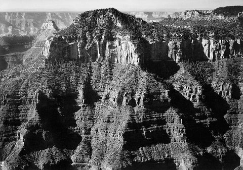 Close-in view taken from opposite of cliff formation, high horizon, Grand Canyon National Park, Ariz White Modern Wood Framed Art Print with Double Matting by Adams, Ansel