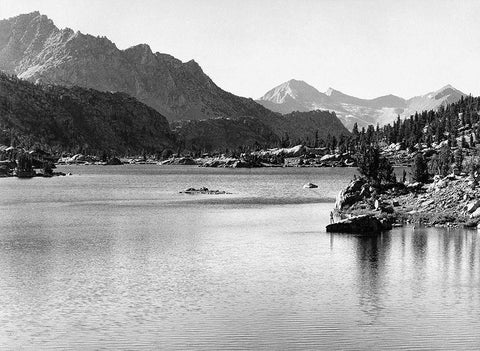 Rac Lake, Kings River Canyon, proposed as a national park, California, 1936 White Modern Wood Framed Art Print with Double Matting by Adams, Ansel