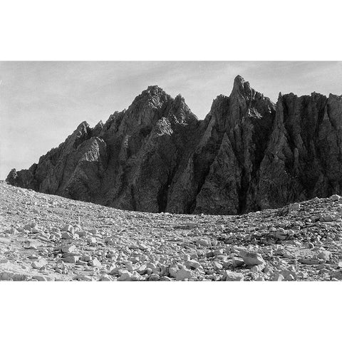 Bishop Pass, Kings River Canyon, proposed as a national park, California, 1936 White Modern Wood Framed Art Print by Adams, Ansel