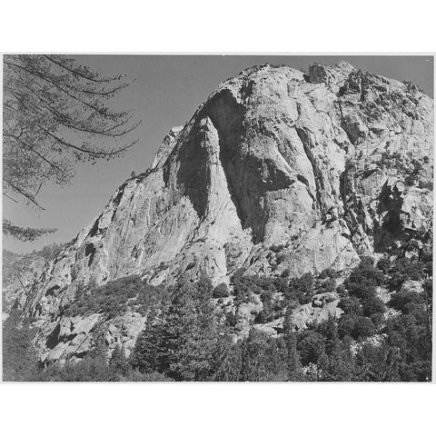 North Dome, Kings River Canyon,  proposed as a national park, California, 1936 White Modern Wood Framed Art Print by Adams, Ansel